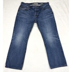 BKE Derek Straight Jeans Men's 36x28 Blue Denim Straight Leg Dark Wash Buckle